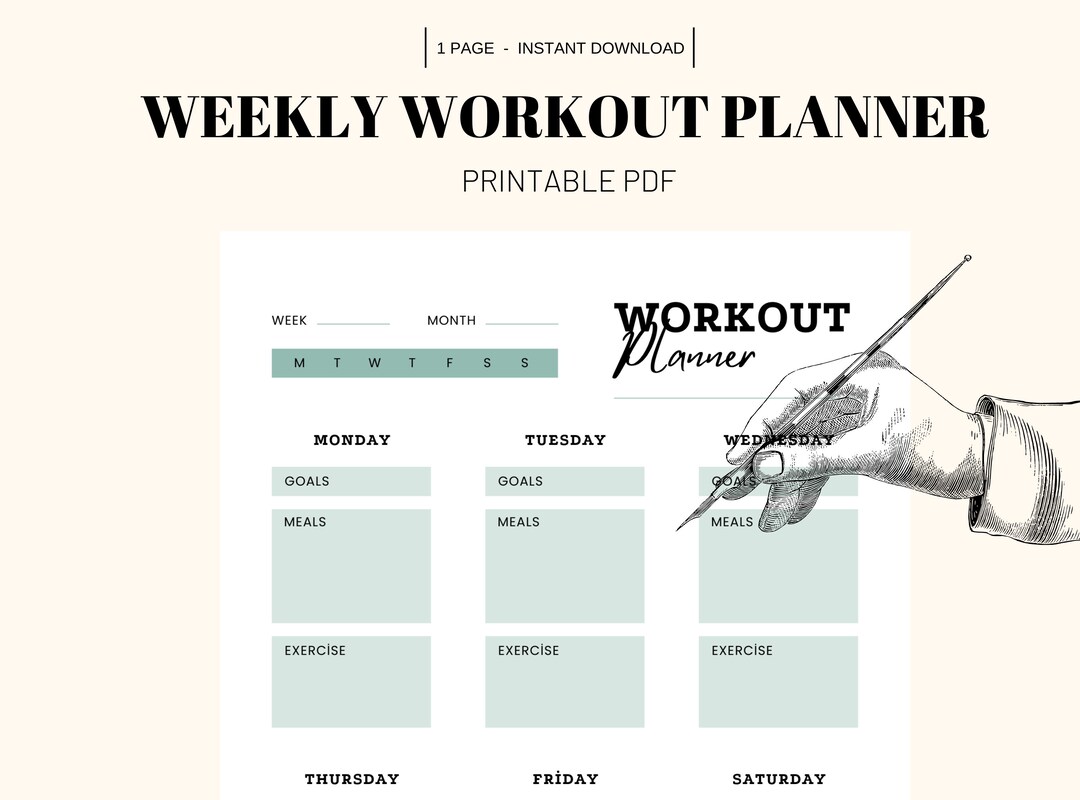 Weekly Workout Planner Printable Health and Fitness Planner - Etsy