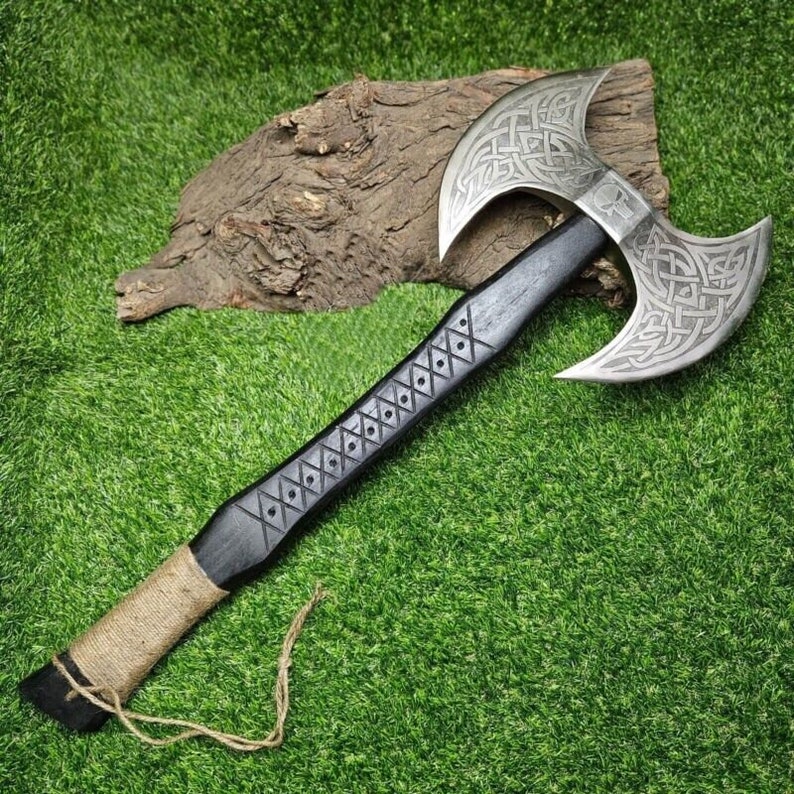 Double headed Vikings axe, Custom handmade double handed axe, Forged axe, Handmade forged Vikings Axe, Gift For Him, Birthday Present Double Head Axe