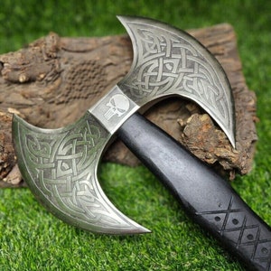 Double headed Vikings axe, Custom handmade double handed axe, Forged axe, Handmade forged Vikings Axe, Gift For Him, Birthday Present image 2