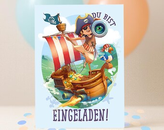 Ezydka Piraten Einladungskarten Set - 12 Karten Mit Umschlägen Für Kindergeburtstag