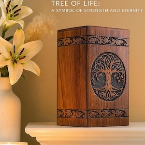 Handmade Rosewood Urn for Human Ashes  tree of life urn Personalized Adult Cremation Urn Memorial Urn Handcrafted Urn Funeral Urn Pet Urn