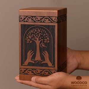 Cremation Urns for Human Ashes Adult Large–Handcrafted Wooden Urn Box-Burial Urn Funeral Memorial Casket for Men or Women -Personalized Urn