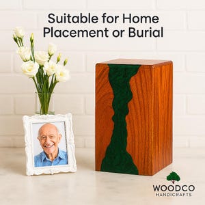 Handcrafted Rosewood Cremation Urn with Resin Inlay - Memorial Keepsake Box