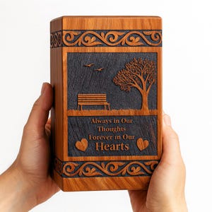 Handmade Rosewood Cremation Urn: Lichtenberg Figure, Resin Inlay, Large 250 cu/in