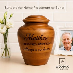 Personalized Handmade Wooden Urn for Human Ashes or Pet Ashes – Memorial Urn Box for Funeral Large– Unique Burial Urn for Ash Storage