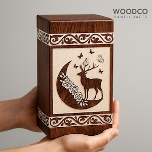 Handmade Rosewood Cremation Urn: Lichtenberg Figure Wooden Ashes Box