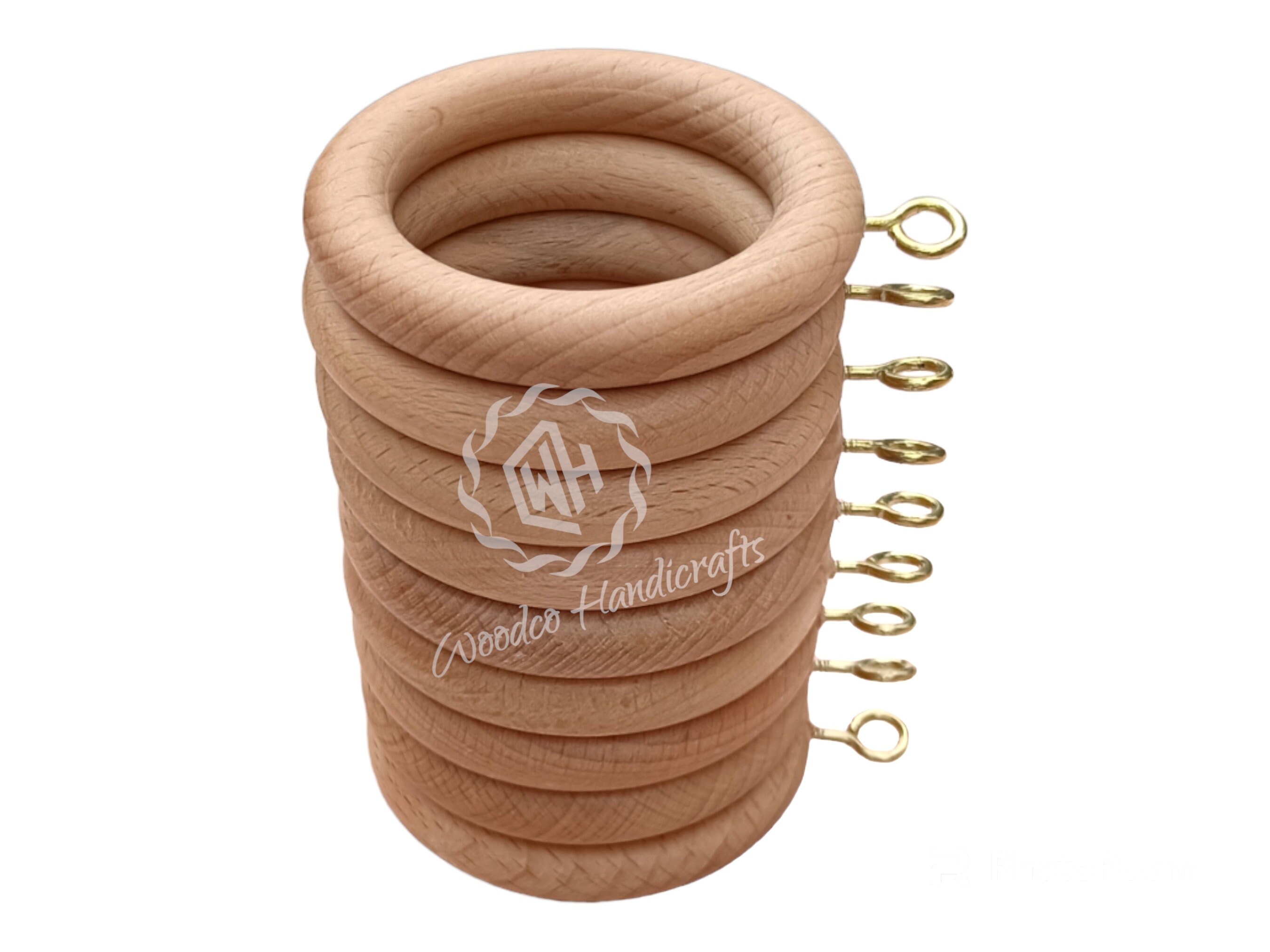The Finial Company Wooden Curtain Rings - Victorian Style Gesso & Brown Finish - 16 Pieces Set With Wire