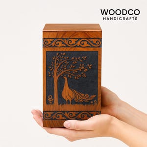 Handmade Rosewood Cremation Urn: Lichtenberg Figure Wooden Ashes Box