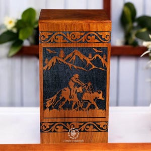 Handmade Rosewood Cremation Urn: Lichtenberg Figure, Large Wooden Ashes Box