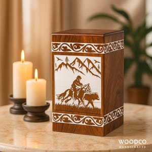 Handmade Rosewood Cremation Urn: Lichtenberg Figure, Resin Inlay, Large 250 cu/in