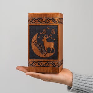 Handmade Rosewood Cremation Urn: Lichtenberg Figure Resin Inlay, Large 250 cu/in