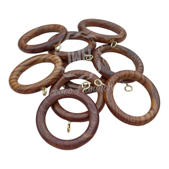 24-Piece Rosewood Curtain Rings - 1.75 Inch Inner Dia, 2.5 Inch Outer Dia, Antique Brown Finish