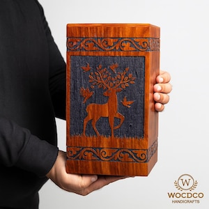 Handmade Rosewood Cremation Urn: Lichtenberg Figure Resin Inlay, Large 250 cu/in