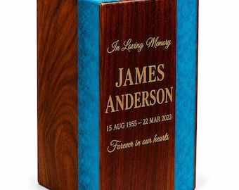 Handmade Personalized Wooden Cremation Urn for Human Ashes | Custom Engraved Memorial Urn Funeral Keepsake