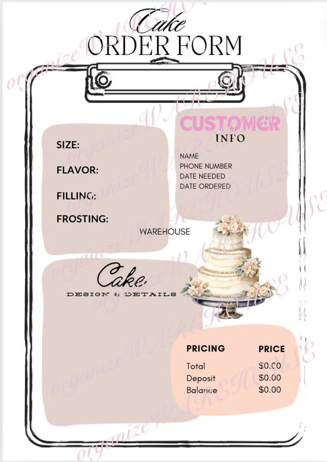 Cake Order Form - Etsy