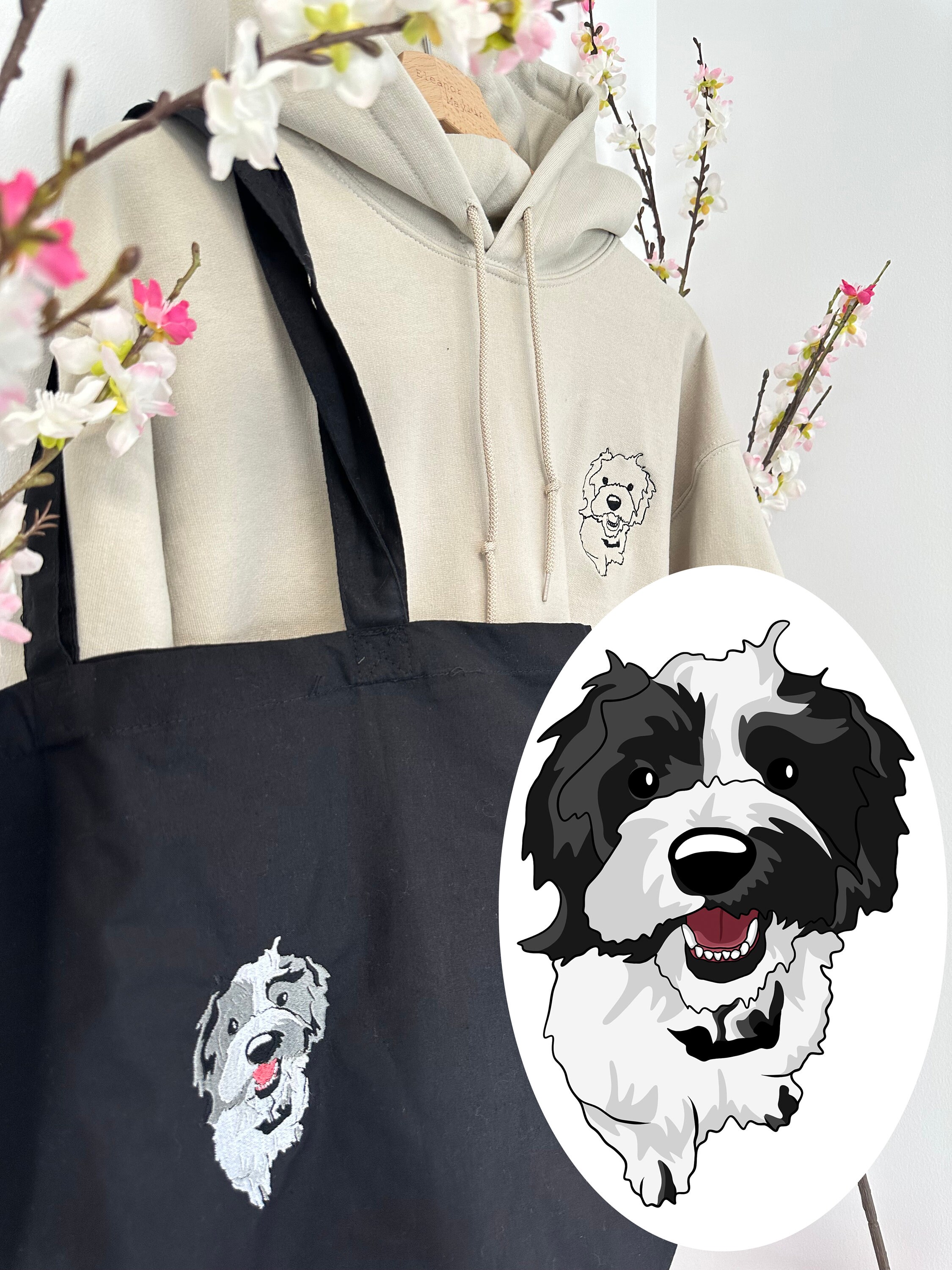 Custom Embroidered Pet Portrait Hoodie Personalised Pet Hoodie Outline Picture Hoodie Custom