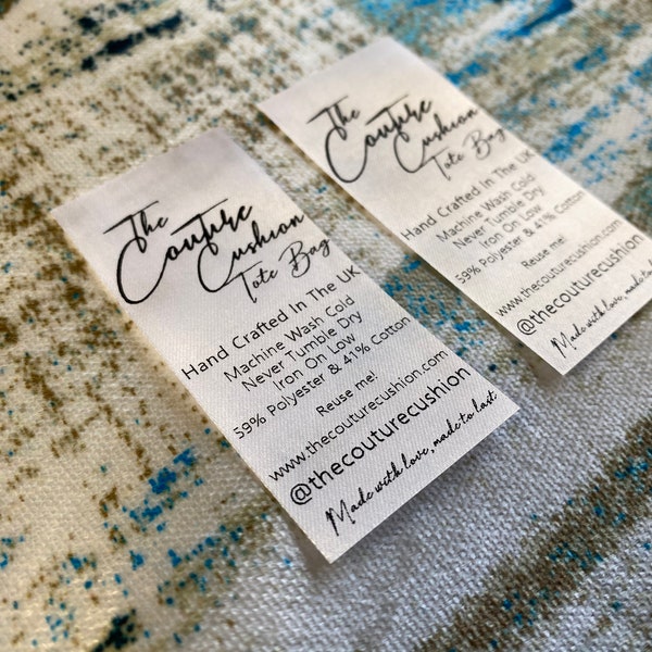 Custom Satin Care Labels - Wash Care Labels - Sew In Custom Garment Labels - Care Labels - Custom Branded Ribbons - Fold Over Care Label