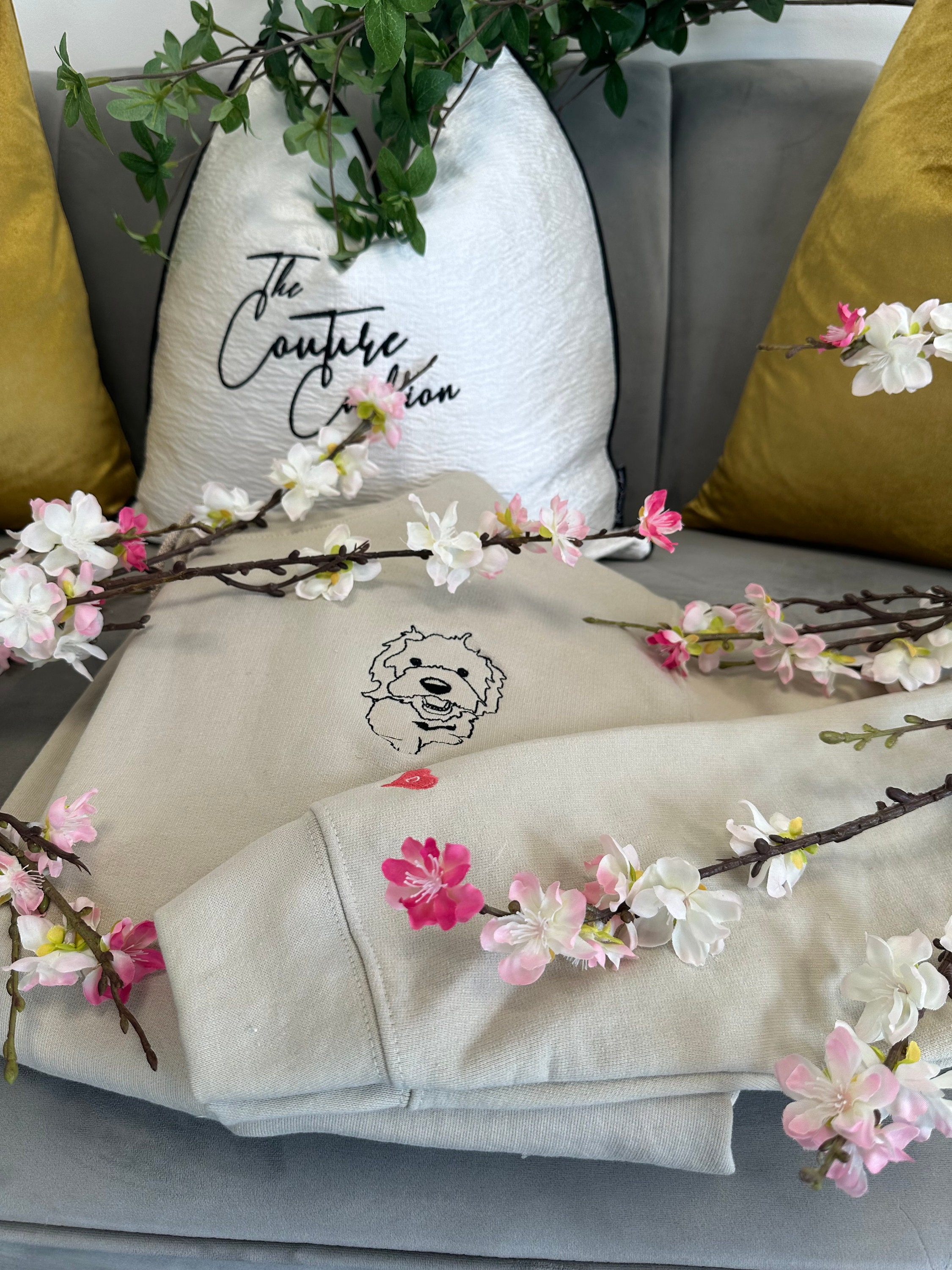 Custom Embroidered Pet Portrait Hoodie Personalised Pet Hoodie Outline Picture Hoodie Custom