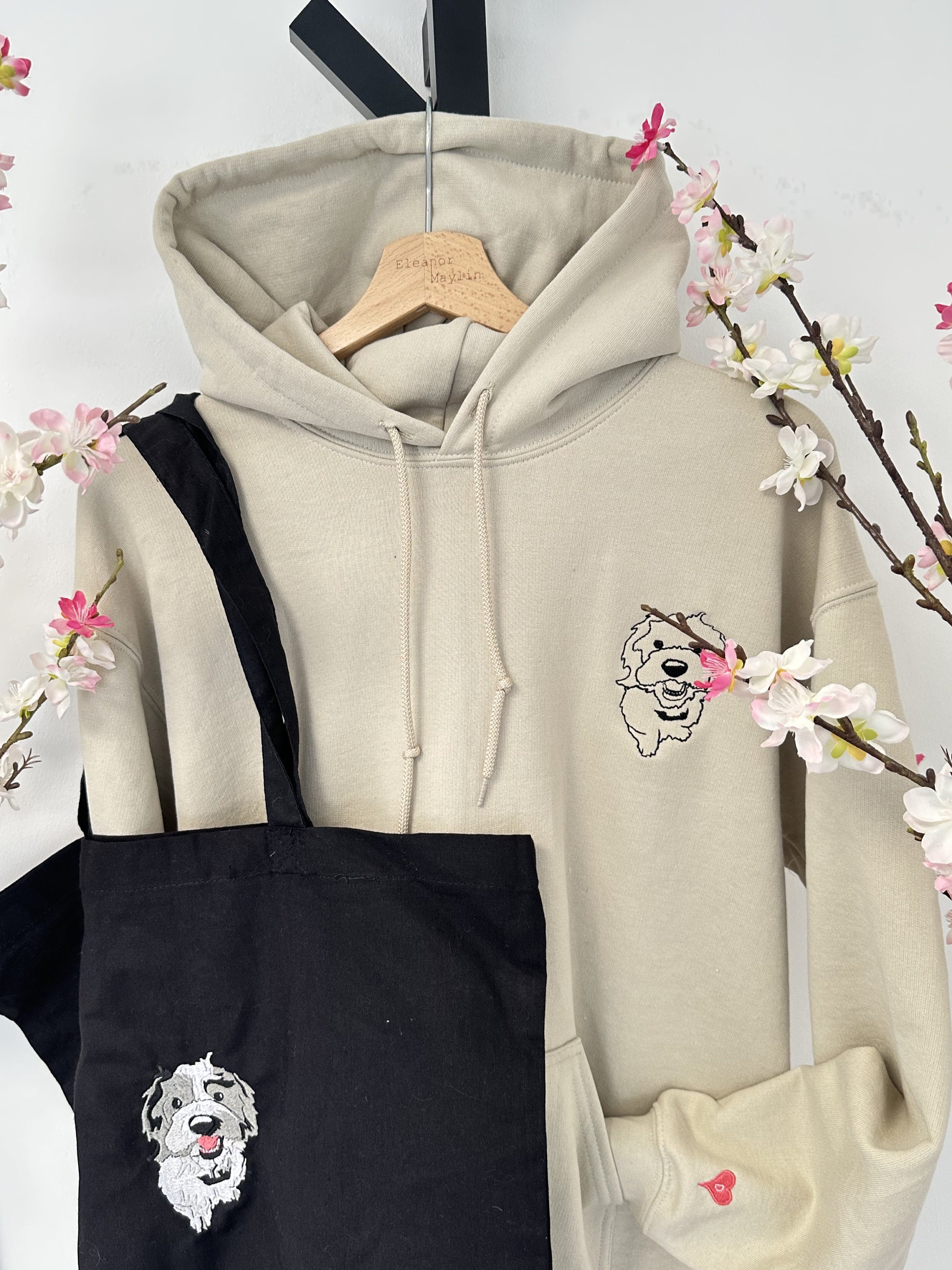 Custom Embroidered Pet Portrait Hoodie Personalised Pet Hoodie Outline