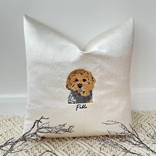 Custom Pet Pillow, Embroidery Pillow, Personalized Pet Pillow, Custom Dog Pillow, Memory Pillow, Memorial Gift, Personalized Pet Lover Gift