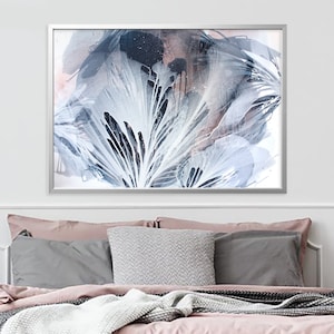 Blue and ash pink Original abstract painting Flow Liquid Art Blossom Painting Abstract Spring Flower Painting Modern Floral Painting