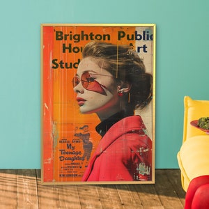 Arte pop de los años 70, impresiones de portadas de revistas, impresiones fotográficas antiguas, Orange Bliss, arte mural de moda, vaquera costera, impresiones geniales de los años 70, revistas retro