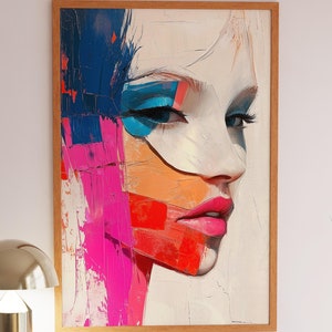 Colorful Modern Portrait Art | Vibrant Abstract Face Art | Bold Abstract Portrait Poster | Phone Background Included | Instant Download