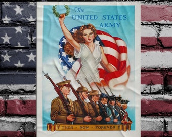 WWII U.S. Army Poster, Remastered Copy Print, Vintage Army Recruitment Print, Free Shipping, Historic U.S, Patriotic Gift, Free Shipping!