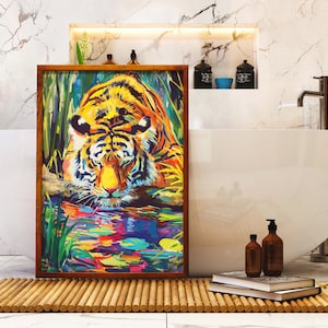 Tiger Poster, Trendy Tiger Print, Dopamin Dekor, Wand Kunst Prints Trendy, Trendige Wandkunst, Kunstdrucke, Bunte Kunst, Maximalist Tiger Print