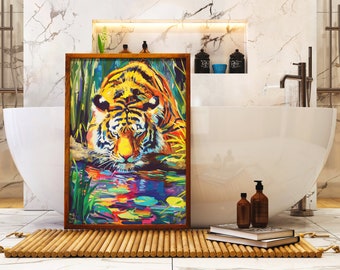 Tiger Poster, Trendy Tiger Print, Dopamine Decor, Wall Art Prints Trendy, Trendy Wall Art, Art Prints, Colorful Art, Maximalist Tiger Print