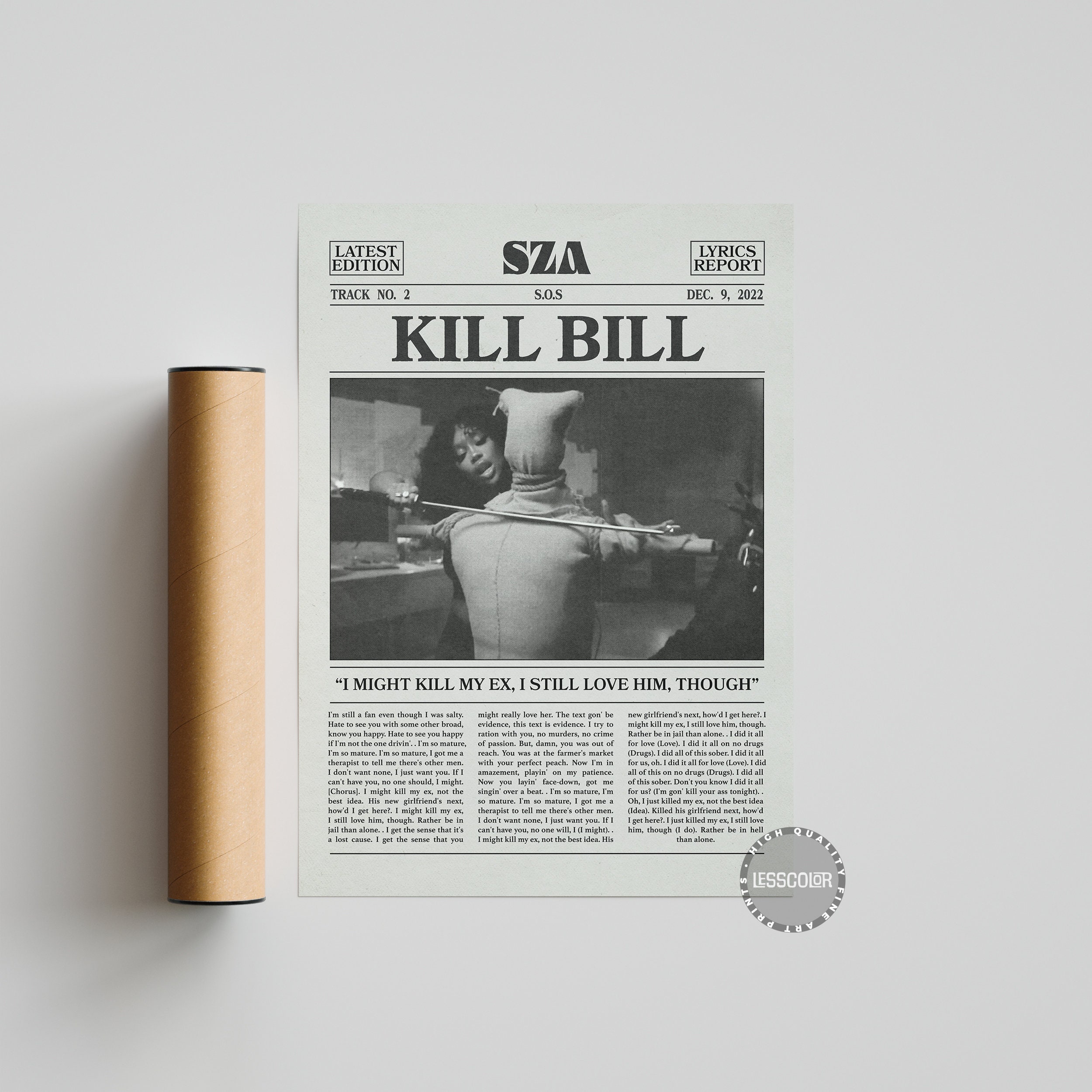 SZA Poster | Kill Bill Poster, SOS Poster, SZA Tracklist Album Cover