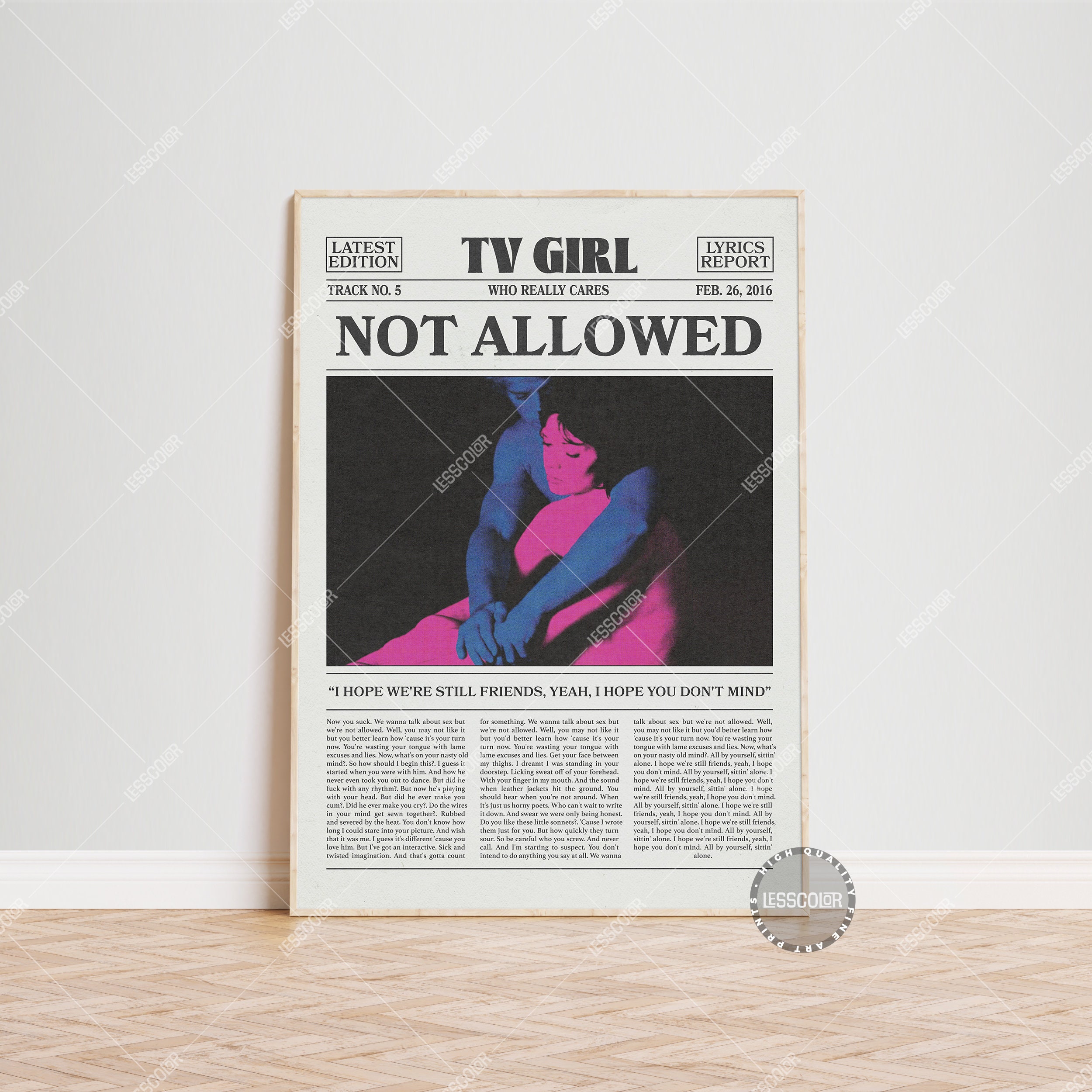 TV Girl Retro, Not Allowed Poster, Not Allowed Lyrics Print, TV Girl ...