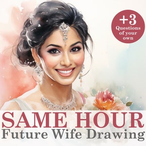 ZELFDE UUR Toekomstige vrouw Soulmate aquarelstijl | Snelle levering | Psychische tekening lezen liefde | Soulmate-lezing | 3 vragen Tarot