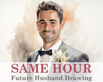 SAME HOUR Future Husband Soulmate Watercolor Style | Fast Delivery | Psychic Drawing Reading Love | Soulmate Reading | Within One Hour