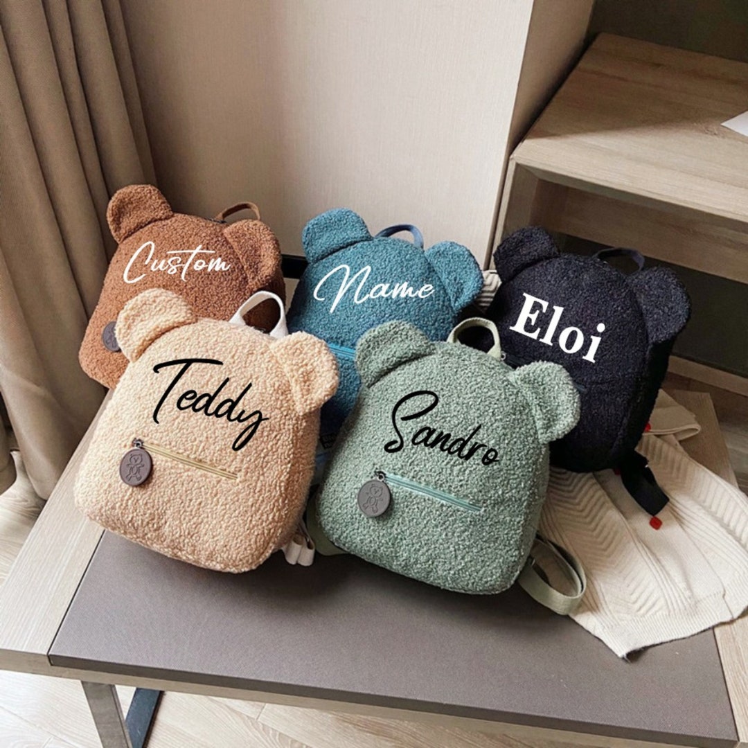 Personalized Teddy Bear Backpack Bag, Teddy Bear Bag for Kids, Animal Backpack Bag, Name Initial