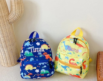 Sac à dos animal personnalisé, mini sac à dos brodé pour enfants, sac à dos coloré dinosaure, créatures du zoo pour tout-petits, cadeaux de Noël,