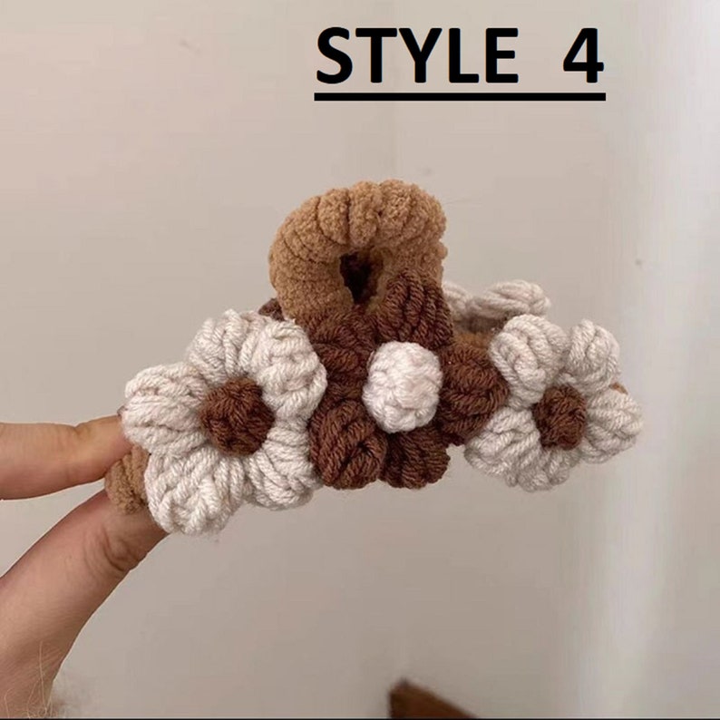 Gestrickte Blumen Haarspange, gehäkelte Haarspange, Haarschmuck für sie, Geschenk für sie, Retro große Haarspange, Fee Haarspange, Bild 8