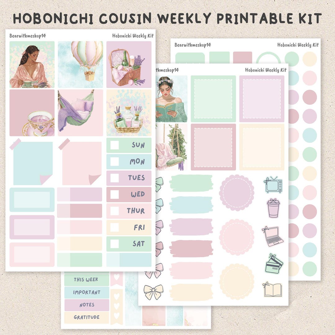 Eloise | Hobonichi Cousin Weekly Kit | Printable Planner Stickers | 4pg ...