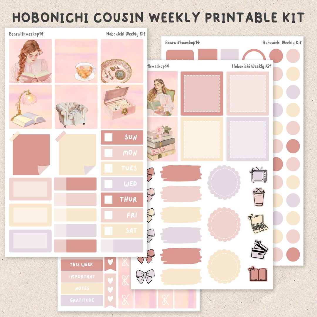 Mae Belle | Hobonichi Cousin Weekly Kit | Printable Planner Stickers ...