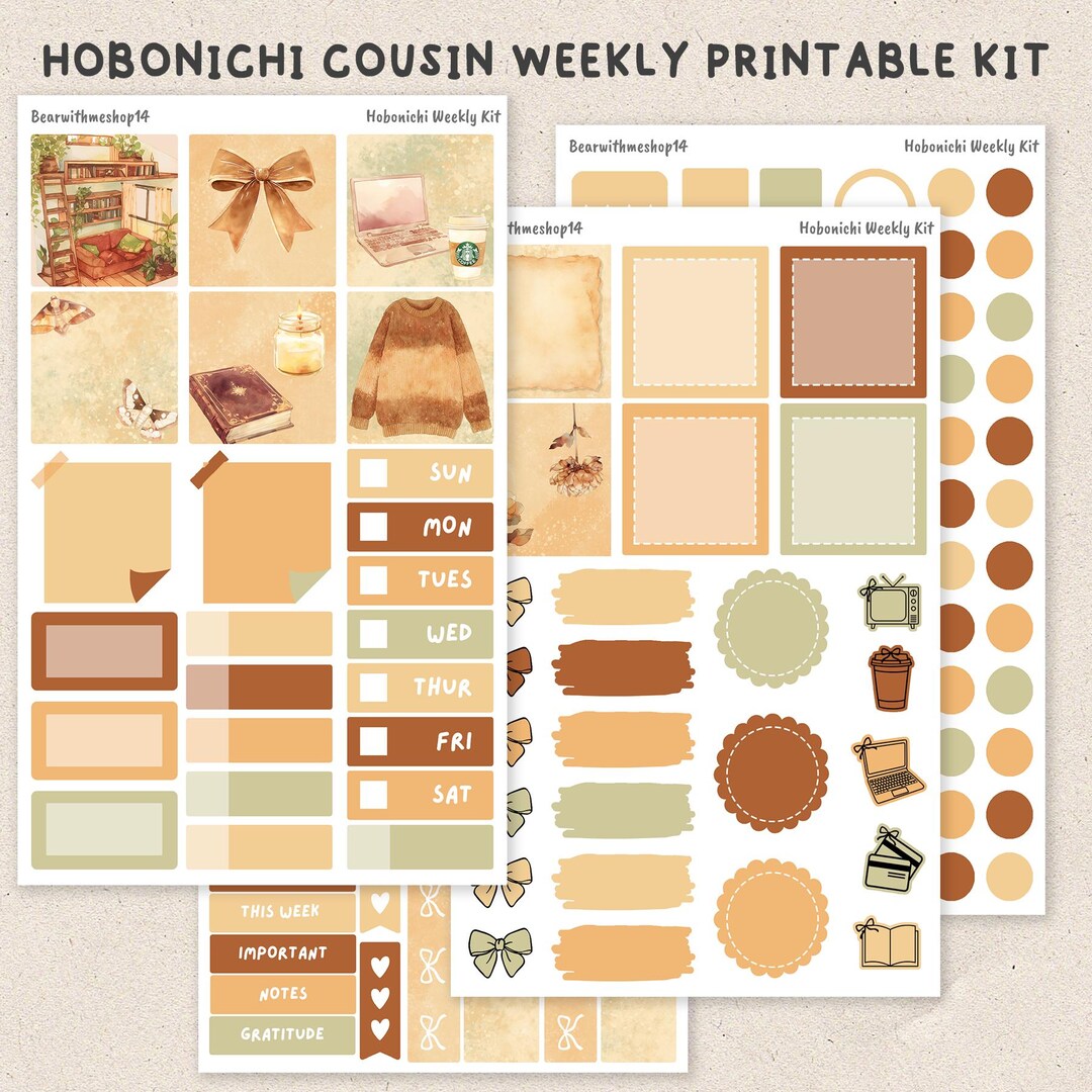 Study Nook | Hobonichi Cousin Weekly Kit | Printable Planner Stickers ...
