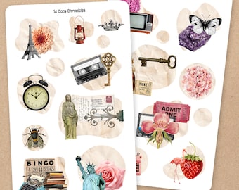 Printable Junk Journal Collage | Bullet Journal Stickers | Planner Stickers | Deco Sheets | Vintage Digital File