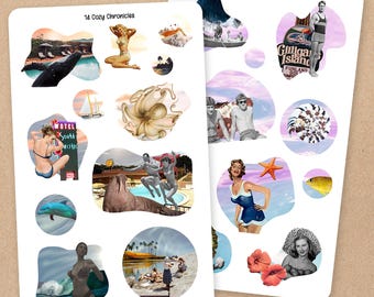 Printable Junk Journal Collage | Bullet Journal Stickers | Planner Stickers | Deco Sheets | Beach Digital File
