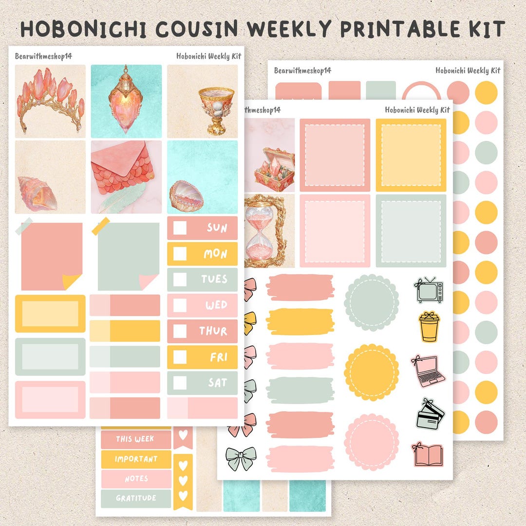 Chloe | Hobonichi Cousin Weekly Kit | Printable Planner Stickers | 4pg ...