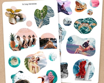 Printable Junk Journal Collage | Bullet Journal Stickers | Planner Stickers | Deco Sheets | Beach Digital File