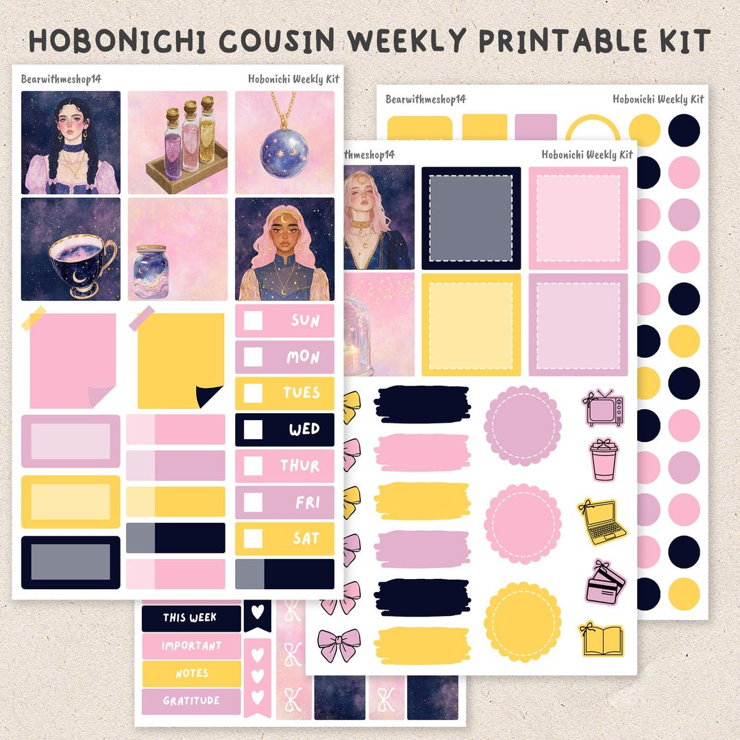 Celeste | Hobonichi Cousin Weekly Kit | Printable Planner Stickers ...