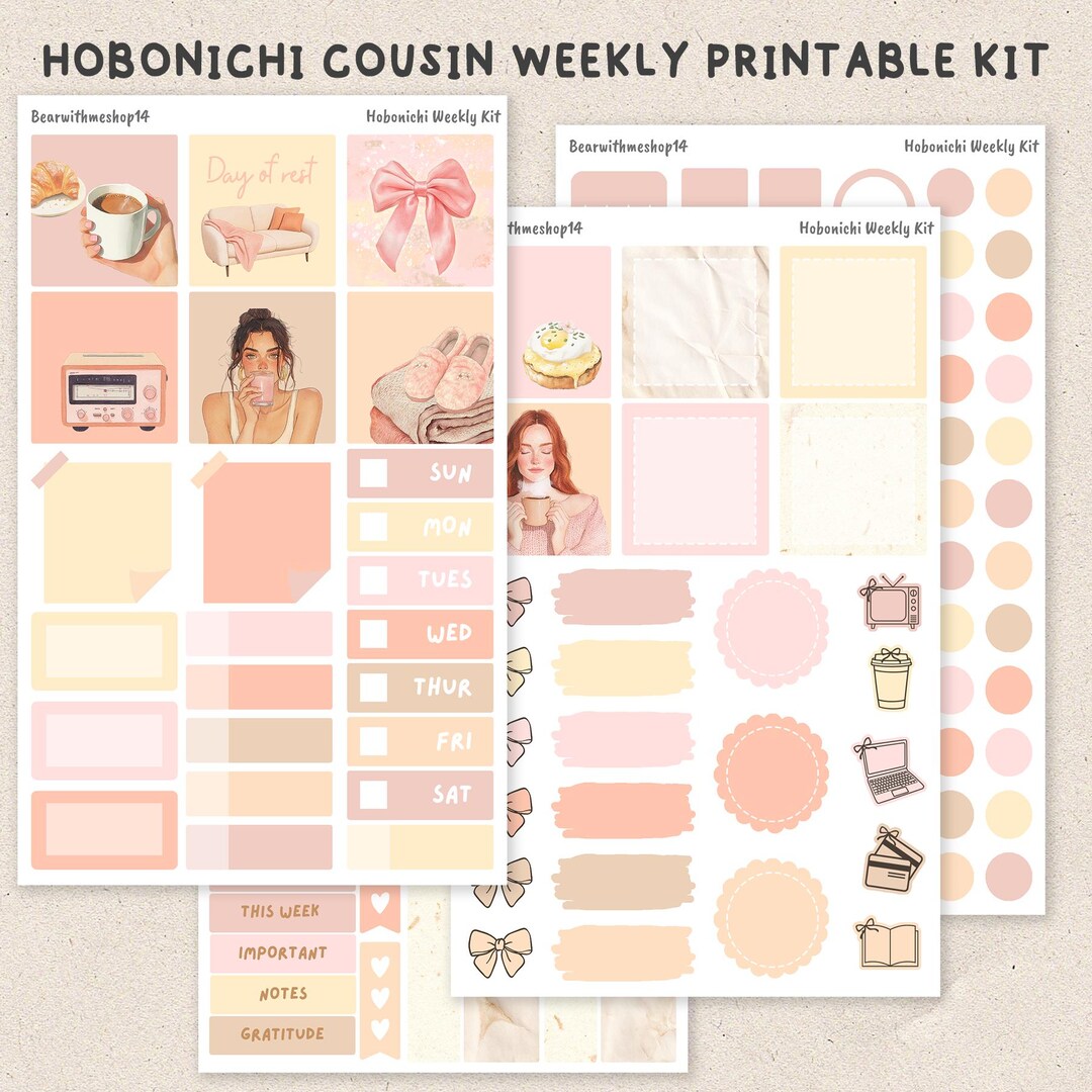 Millie | Hobonichi Cousin Weekly Kit | Printable Planner Stickers | 4pg ...