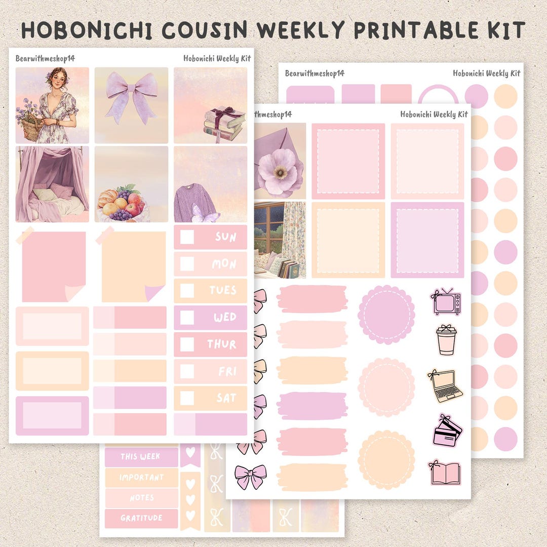 Maisie | Hobonichi Cousin Weekly Kit | Printable Planner Stickers | 4pg ...