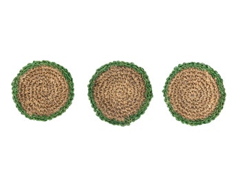 Handmade Hemp Coasters: Sustainable Drinkware Set of 3
