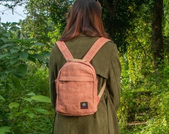 Handmade Hemp Mini Backpack: Eco Friendly Festival Bag