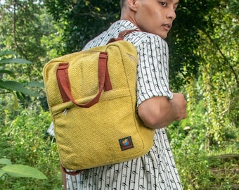 Handmade Hemp Laptop Backpack: Eco-Friendly Travel Bag